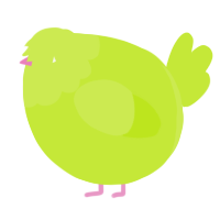 A lime chicken with a head pattern