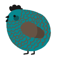 A teal and bark chicken with a lace pattern