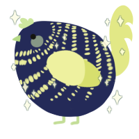 A navy and lemon chicken with a bar pattern