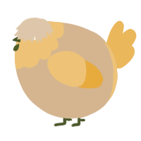 A beige and honey chicken with a head pattern