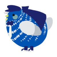 A ultramarine and mist chicken with a bar pattern