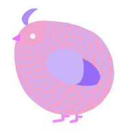 A pink and lilac chicken with a lace pattern