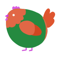 A viridian and vermilion chicken with a head pattern