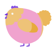 A pink and honey chicken with a head pattern