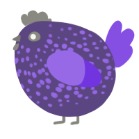 A overcast and blurple chicken with a speckle pattern