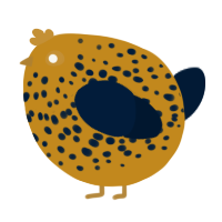 A ochre and tumblr chicken with a speckle pattern
