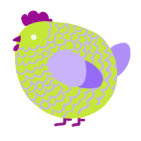 A lime and lilac chicken with a lace pattern