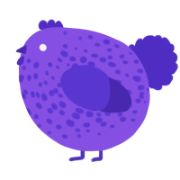 A blurple and indigo chicken with a speckle pattern