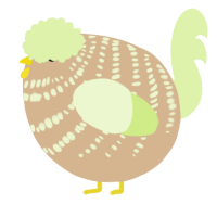 A beige and apple chicken with a bar pattern