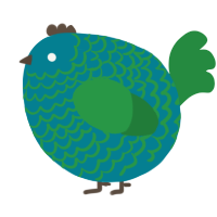 A sea and viridian chicken with a lace pattern