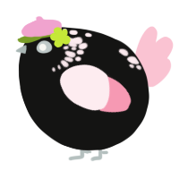 A black and rose chicken with a neck-speckle pattern