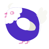 A indigo and white chicken with a head pattern