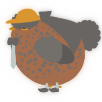 A brown and grey chicken with a speckle pattern