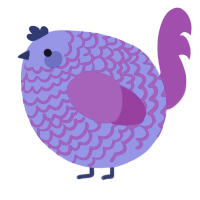 A blurple and fuchsia chicken with a lace pattern