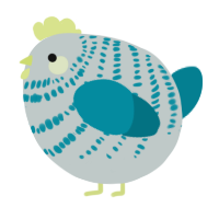 A silver and sea chicken with a bar pattern