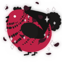 A crimson and sable chicken with a bar pattern