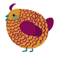A orange and wine chicken with a lace pattern