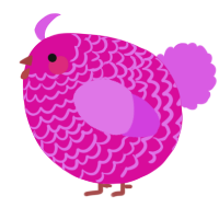 A fuchsia and orchid chicken with a lace pattern