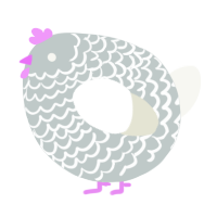 A silver and white chicken with a lace pattern