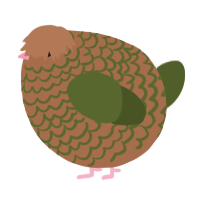 A brown and olive chicken with a lace pattern
