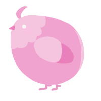 A pink chicken with a head pattern