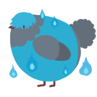 A aqua and ash chicken with a head pattern