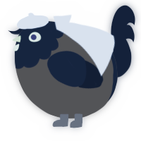 A bark and tumblr chicken with a head pattern