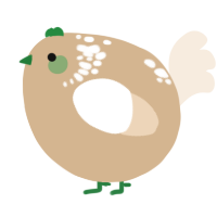A beige and cream chicken with a neck-speckle pattern