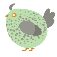 A gluppy and ash chicken with a speckle pattern