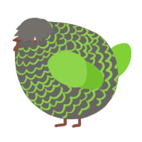 A grey and grass chicken with a lace pattern