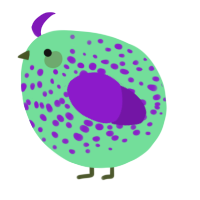 A spring and violet chicken with a speckle pattern