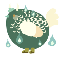 A sea and cream chicken with a half-lace pattern
