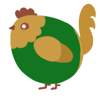 A leaf and gold chicken with a head pattern