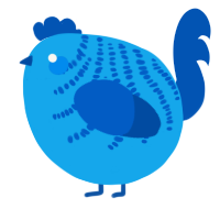 A sky and ultramarine chicken with a half-bar pattern