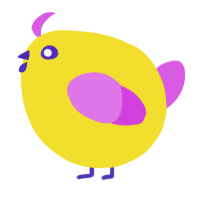 A yellow and orchid chicken