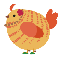 A honey and vermilion chicken with a bar pattern
