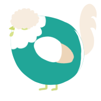 A turquoise and cream chicken with a head pattern