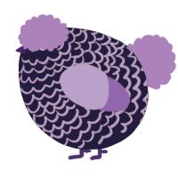 A navy and lilac chicken with a lace pattern