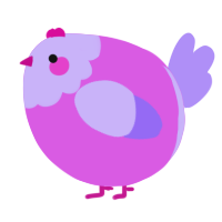 A orchid and lilac chicken with a head pattern
