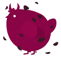 A maroon chicken with a speckle pattern