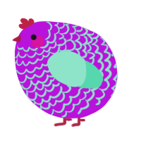 A amethyst and mint chicken with a lace pattern
