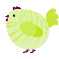 A apple and lime chicken with a bar pattern