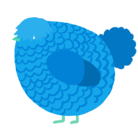 A sky and sapphire chicken with a lace pattern