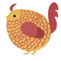 A honey and red chicken with a lace pattern