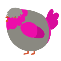 A ash and fuchsia chicken with a head pattern