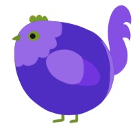 A indigo and blurple chicken with a head pattern