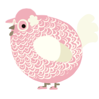 A pink and white chicken with a double-lace pattern