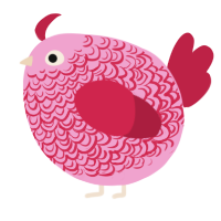 A pink and crimson chicken with a double-lace pattern