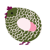 A olive and rose chicken with a lace pattern