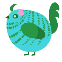 A aqua and viridian chicken with a bar pattern